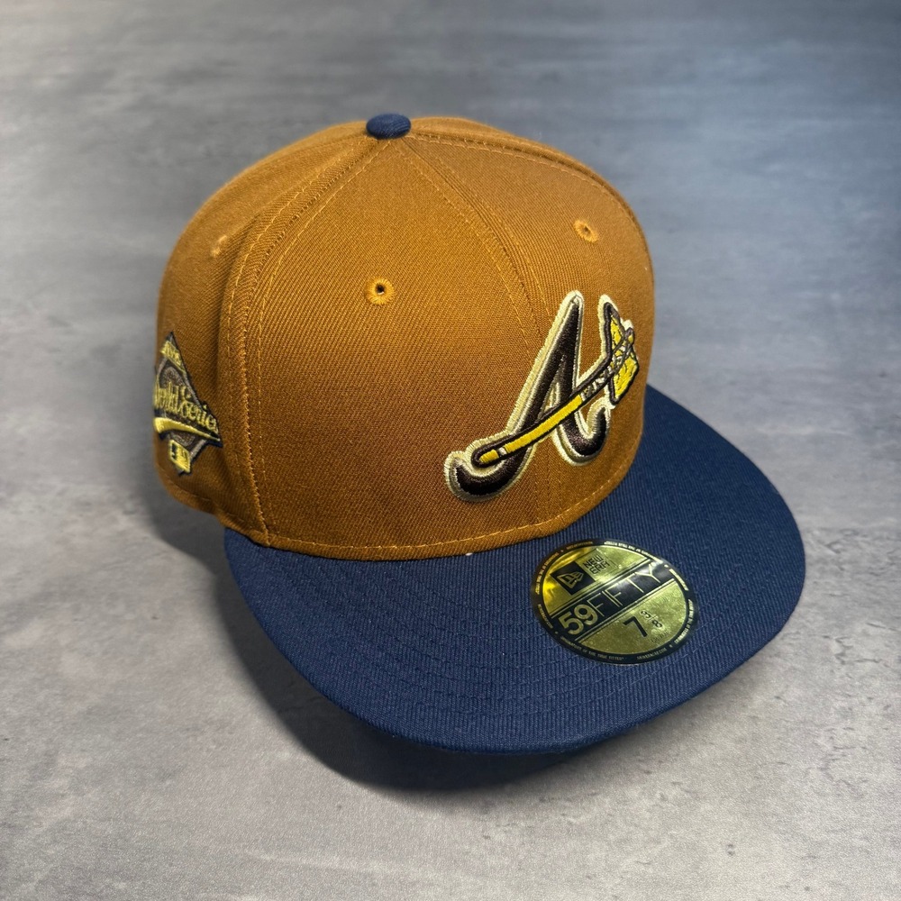 Hat Club Atlanta Braves New Era Cap 7 3/8 Grizzly Bear Pack Brown Navy Gold‎